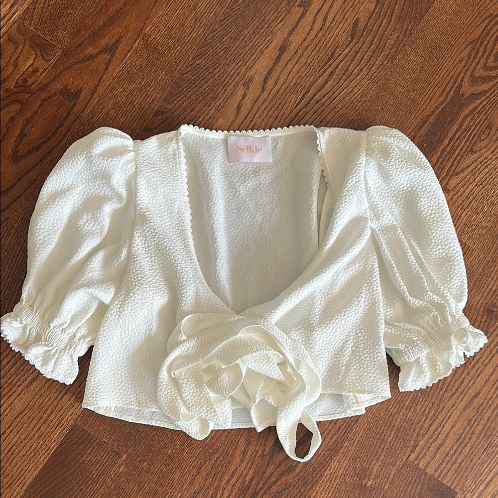 Selkie Cream Puff Sleeve Ruffled Blouse